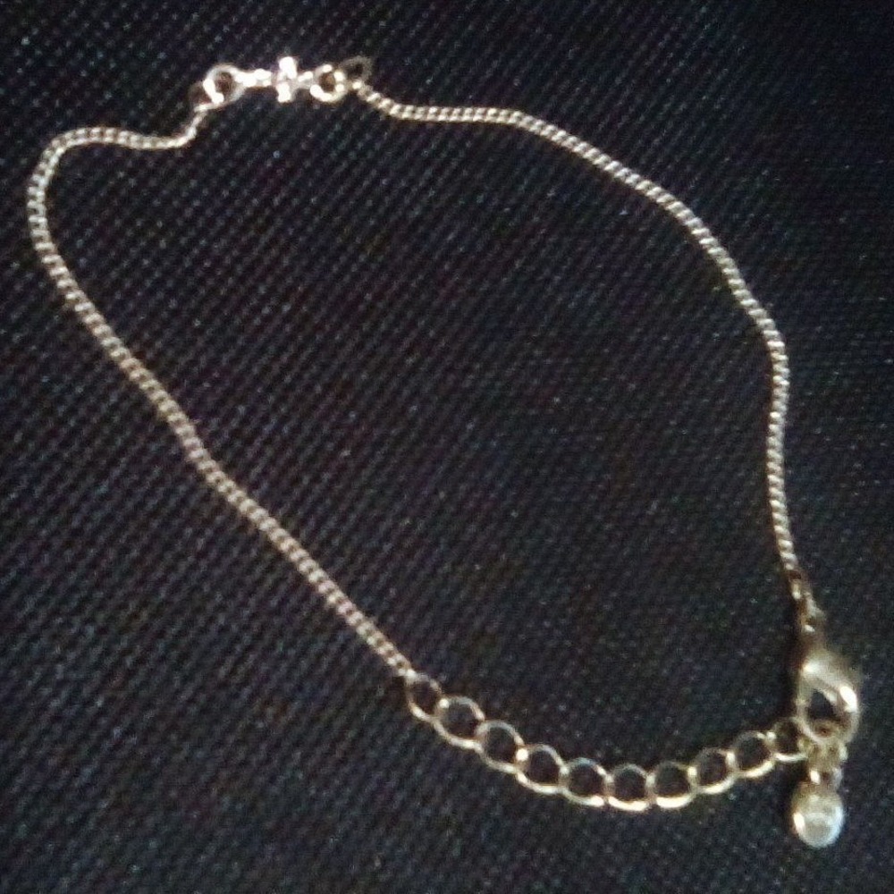 Lia Sophia Silver Tone Cross Charm Curb Chain Bracelet Adjustable LS Logo